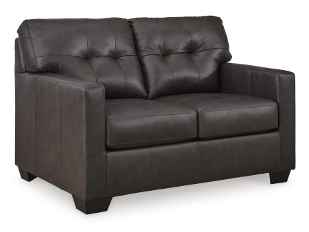 Signature Design by Ashley Belziani Stationary Leather Match Loveseat 5470635C Online Hot Sale