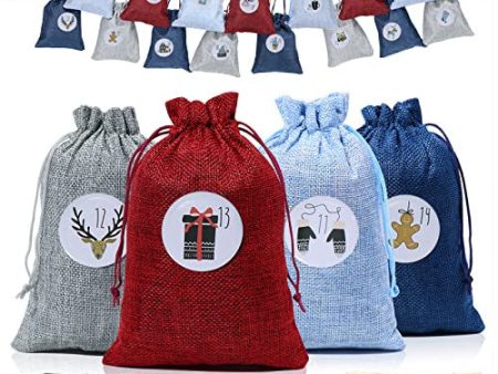 Calendario de Adviento para rellenar, calendario de Navidad, bolsas de tela para rellenar. Sale