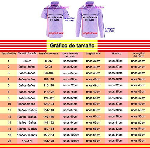 Gillsonz A7vDa 86Bis158 - Camisa para niños (fácil de planchar, manga larga, 10 colores), Blanco, 158 164 cm Reacondicionado Online Hot Sale