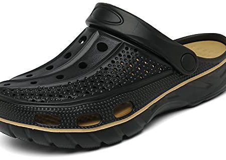 Inminpin Zuecos Mujer Hombre Sandalias de Playa Respirable Ligeros Zapatos de Jardin Verano Antideslizante Zapatillas de Piscina con Soporte del Arco, Negro, 42 43 EU Reacondicionado Online Hot Sale