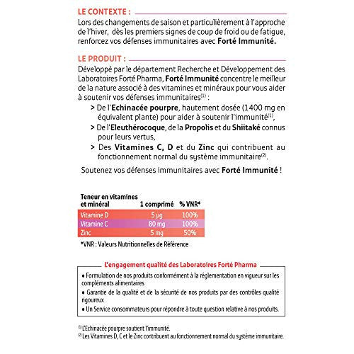 Forté Pharma - Inmunidad forjada Echinacea, Suplemento de alimentos basado en plantas, propóleos y vitaminas C y D - defensas naturales, 30 tabletas Embalaje Deteriorado Online Hot Sale