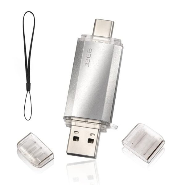 Tipo C Memoria 2 en 1 USB 32gb, Pen Drive USB C 32 GB Tipo C Y USB 2.0 Memoria Flash 32gb para Smartphones Android Windows Pc Tabletas Almacenamiento Datos Externo Etc (Plata) Reacondicionado Online