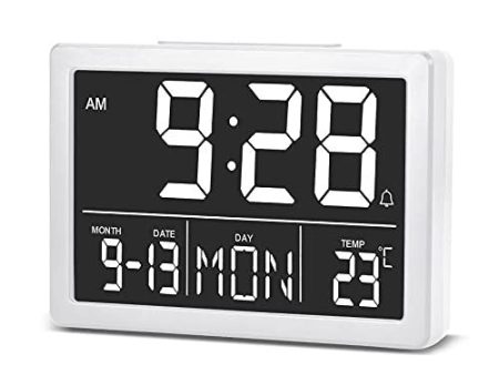 Despertador digital, pantalla de 5, 5 pulgadas más grande, despertador LED con cargador USB, 6 niveles de brillo, hora, fecha, indicador de temperatura Reacondicionado Supply