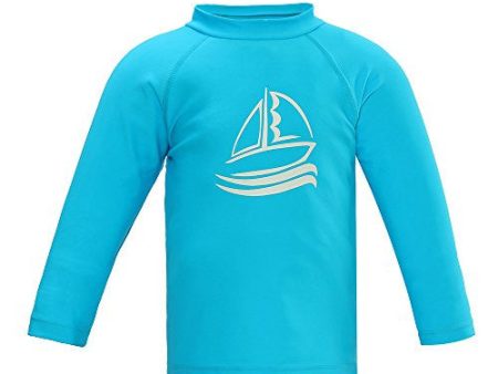 Lacofia Traje de baño Infantil Camiseta de baño de Manga Corta para niños Rashguard con protección Solar Secado rapido Azul 6 años Reacondicionado Fashion